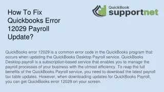 How To Fix Quickbooks Error 12029 Payroll Update?