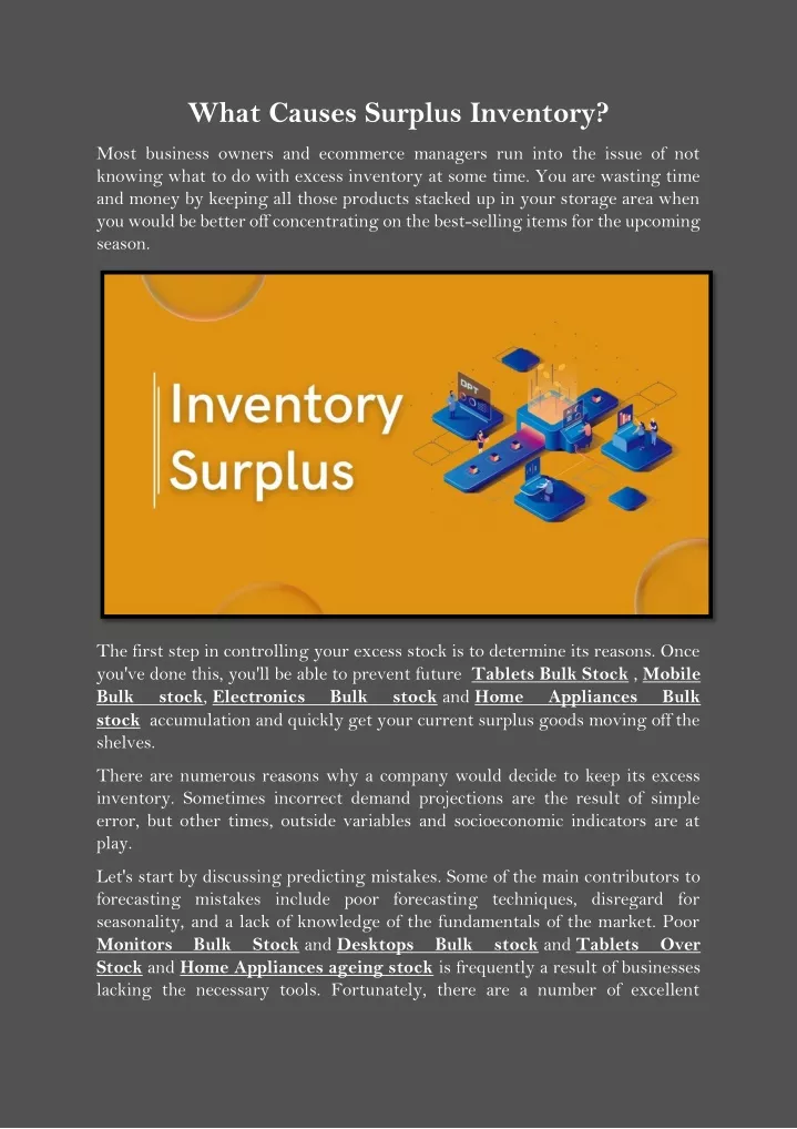 what causes surplus inventory