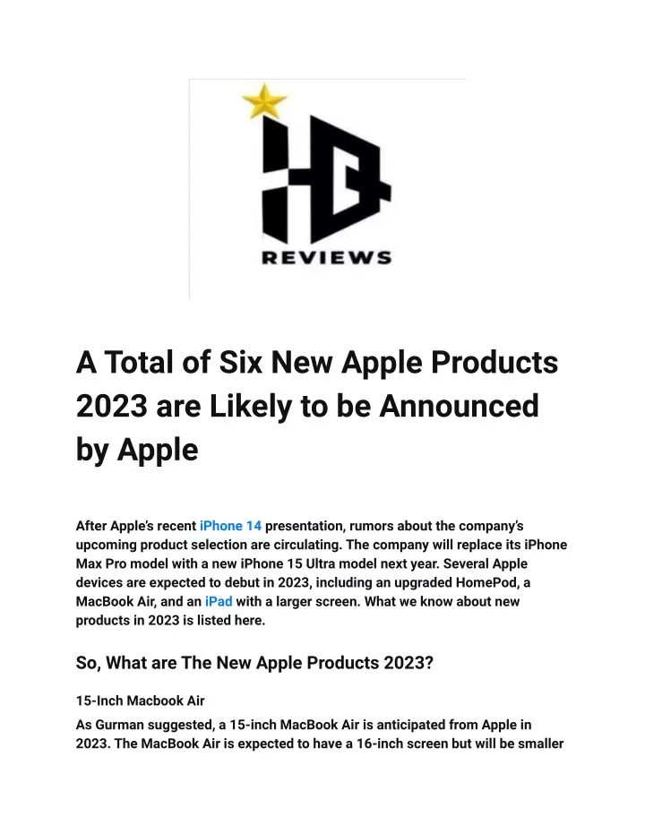 a total of six new apple products 2023 are likely