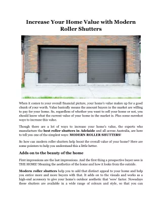 Increase Your Home Value with Modern Roller Shutters