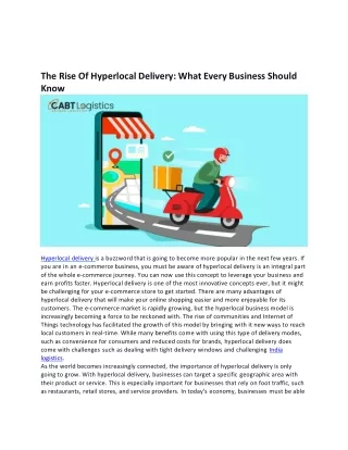 The Rise Of Hyperlocal Delivery What Every Business Should Know