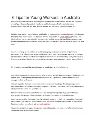 6 tips for young workers in australia
