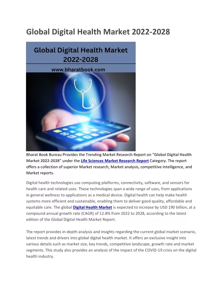 global digital health market 2022 2028