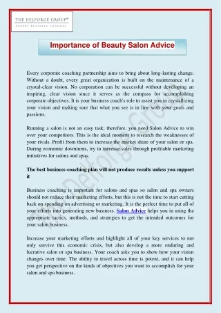 Importance of Beauty Salon Advice