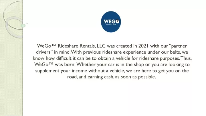 wego rideshare rentals llc was created in 2021