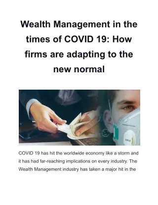 Wealth Management in the times of COVID 19_ How firms are adapting to the new normal
