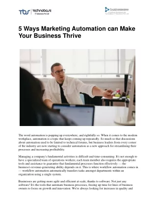 5 Ways Marketing Automation Can Make Your Business Thrive | Businessezee