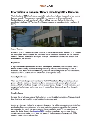 information to consider before installing cctv