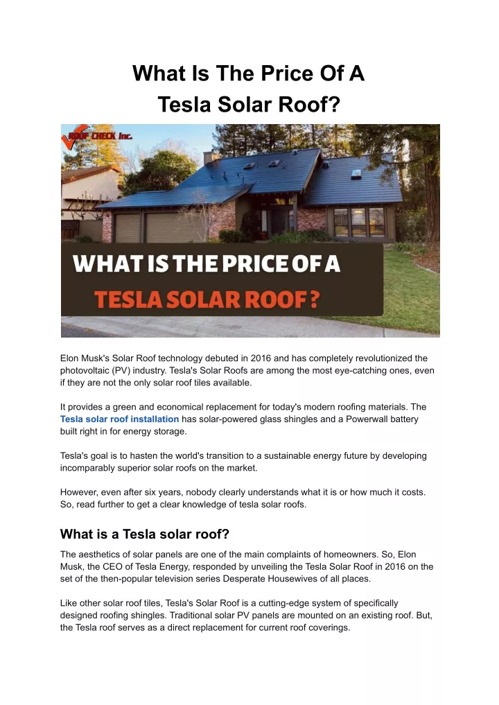 what is the price of a tesla solar roof
