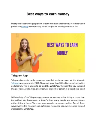 best ways to earn money
