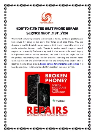 How To Find The Best Phone Repair Service Shop In St Ives