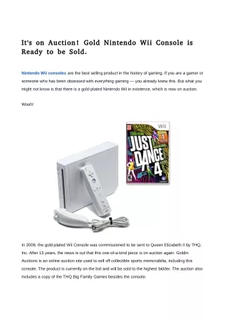 It's on Auction! Gold Nintendo Wii Console is Ready to be Sold