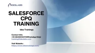 Salesforce CPQ Training - IDESTRAININGS
