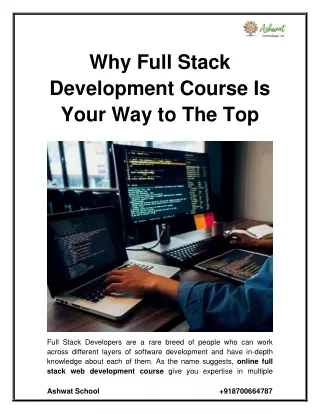 Why Full Stack Development Course Is Your Way To The Top