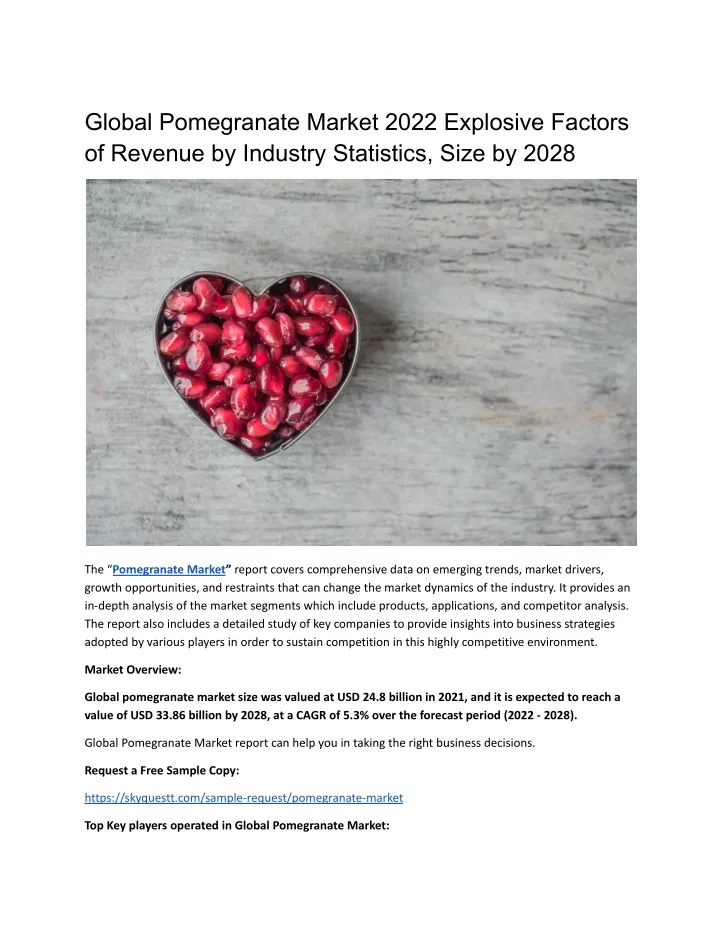 global pomegranate market 2022 explosive factors