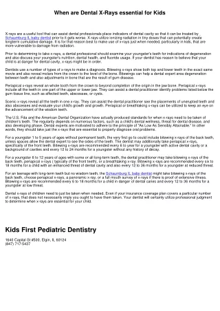 When are Dental X-Rays essential for Children
