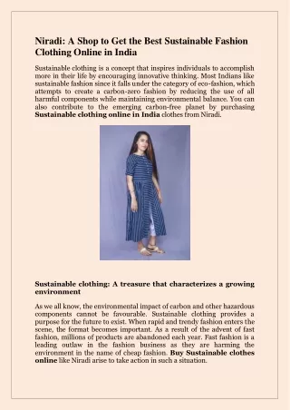 Niradi A Shop to Get the Best Sustainable Fashion Clothing Online in India