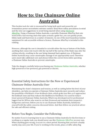 how to use chainsaw online australia