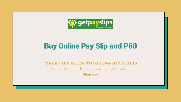 buy online pay slip and p60