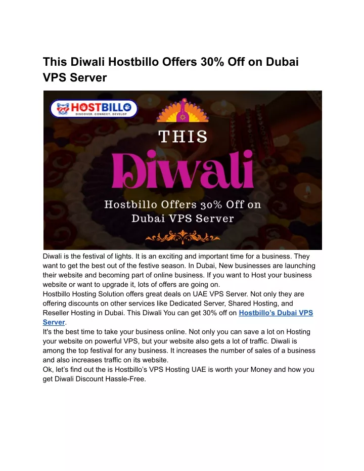 this diwali hostbillo offers 30 off on dubai