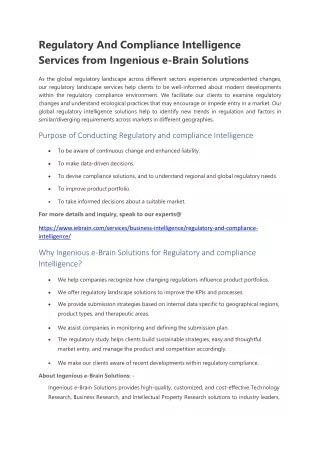 regulatory and compliance intelligence services
