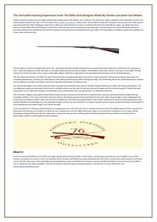 the unrivalled hunting experience from the rifles