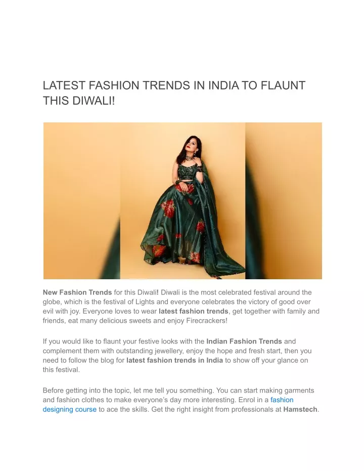 PPT LATEST FASHION TRENDS IN INDIA TO FLAUNT THIS DIWALI PowerPoint