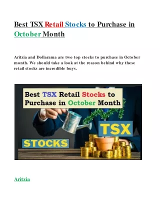 best tsx retail stocks to purchase in october