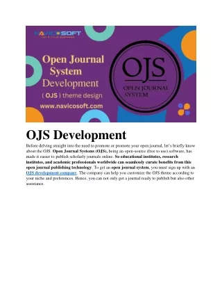 ojs development before delving straight into