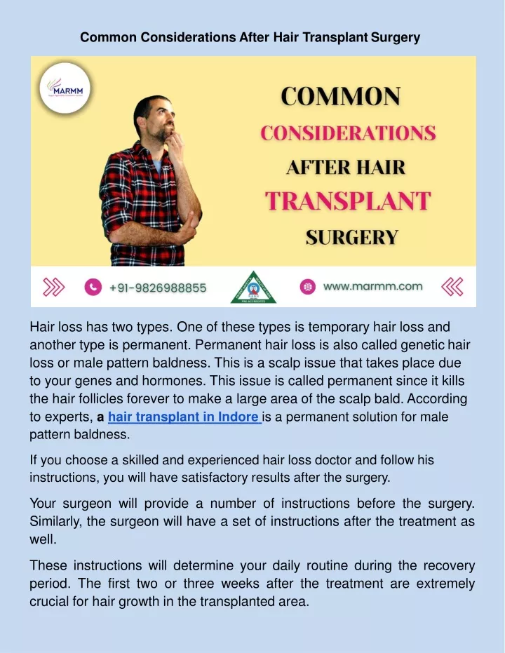 common considerations after hair transplant