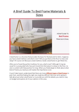 A Brief Guide To Bed Frame Materials
