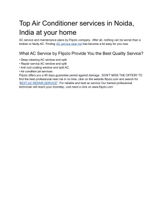 Top Air Conditioner services in Noida, India at your home