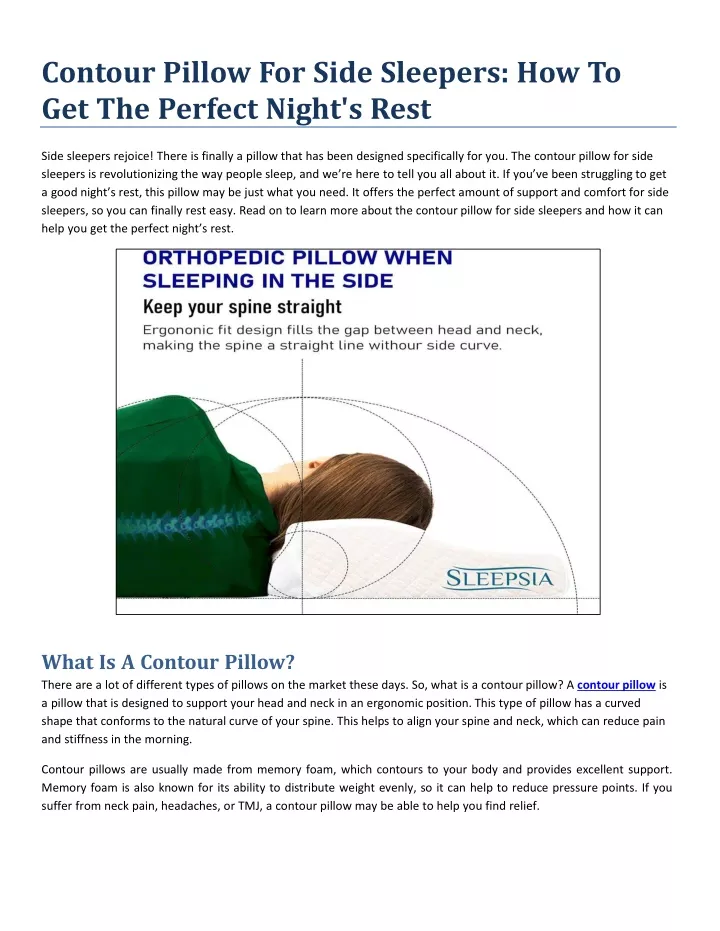contour pillow for side sleepers