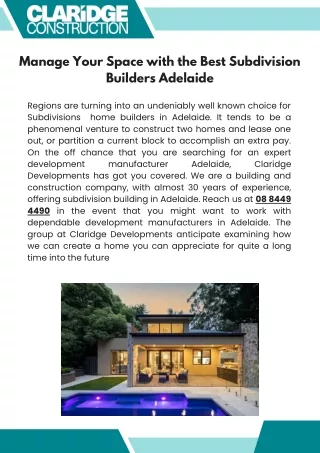 manage your space with the best subdivision