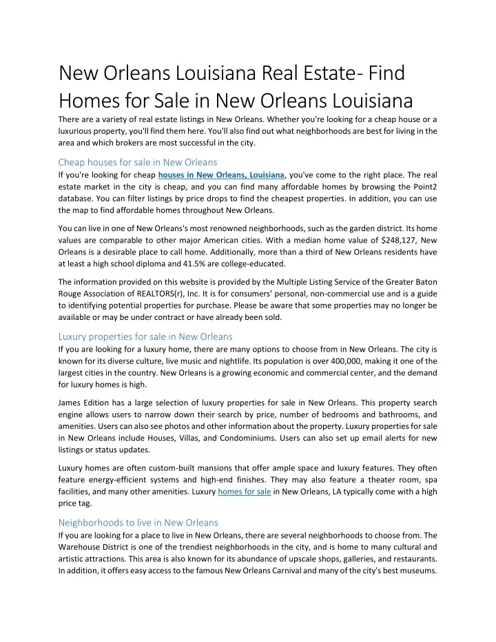 new orleans louisiana real estate find homes