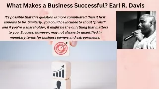 How do you define a successful business? Earl R. Davis