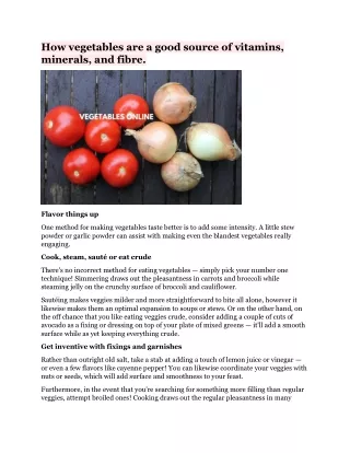 how vegetables are a good source of vitamins