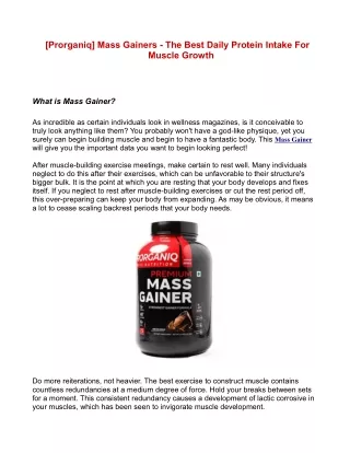 [Prorganiq] Mass Gainers - The Best Daily Protein Intake For Muscle Growth