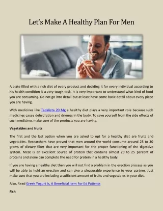 Let’s Make A Healthy Plan For Men