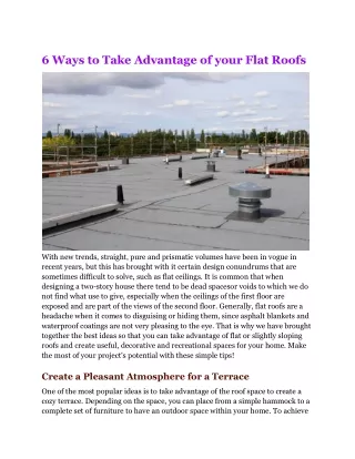 6 Ways to Take Advantage of Your Flat Roofs