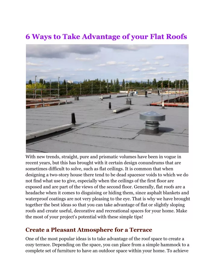 6 ways to take advantage of your flat roofs