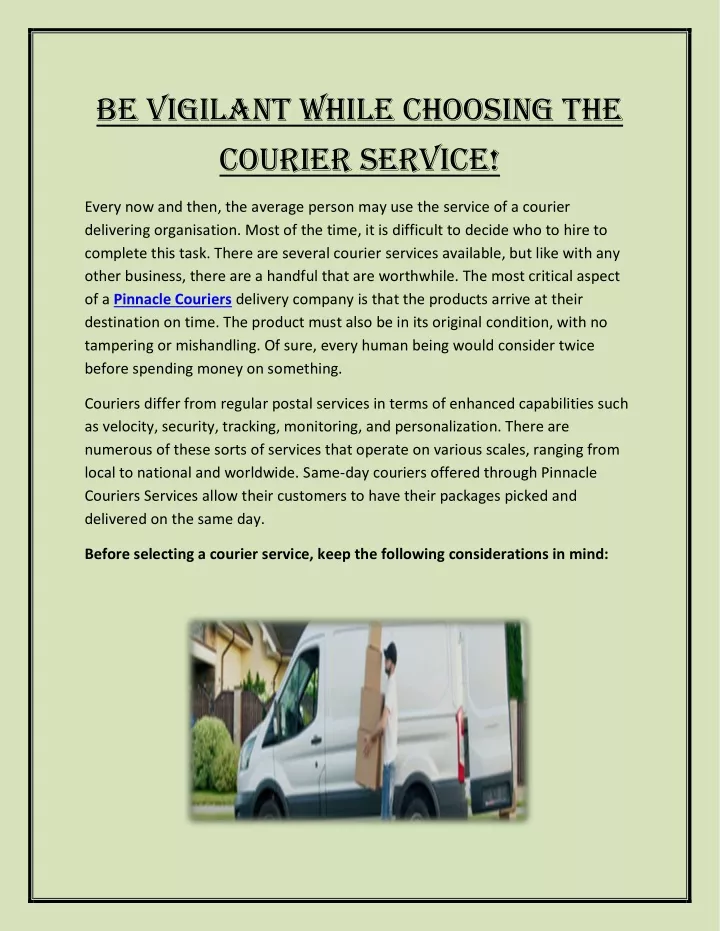 be vigilant while choosing the courier service