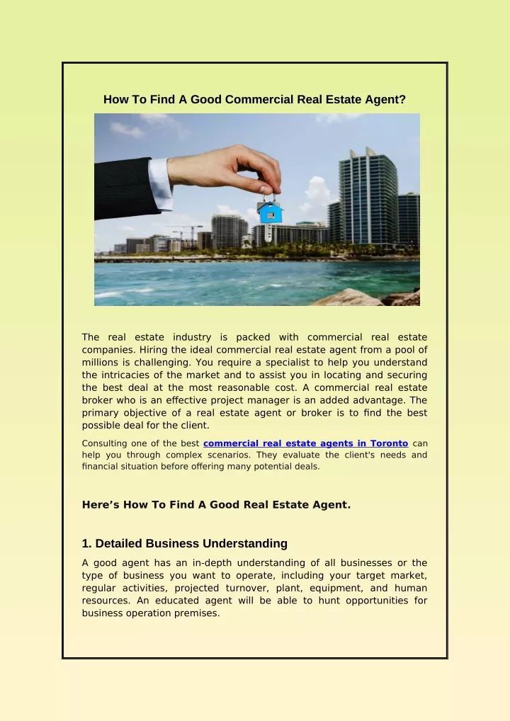 how to find a good commercial real estate agent