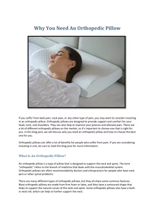 why you need an orthopedic pillow