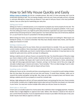 how to sell my house quickly and easily selling