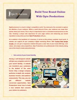 Build Your Brand Online With Opie Productions