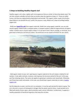 5 Steps to Building Healthy Organic Soil