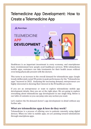 telemedicine app development how to telemedicine