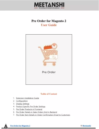 pre order for magento 2 user guide