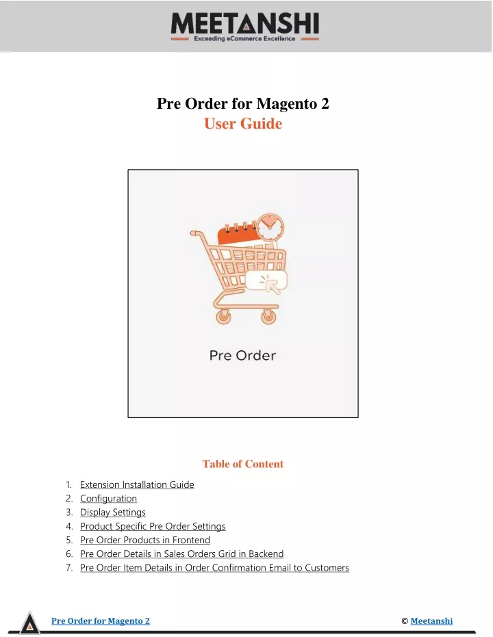 pre order for magento 2 user guide